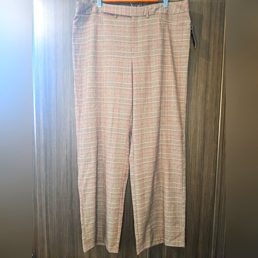 RQT Plaid Mid Rise Trousers, 18W